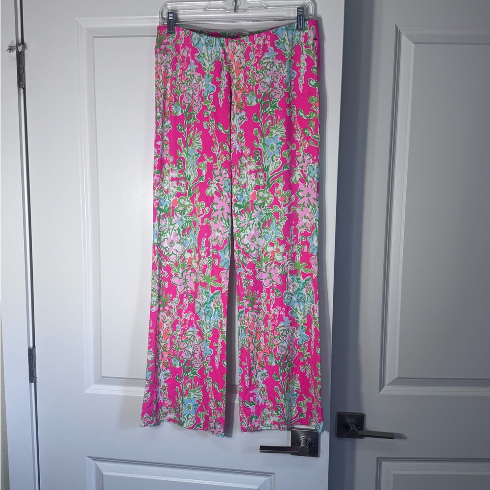 Lilly Pulitzer Vibrant Pink and Blue Wide Leg Pants